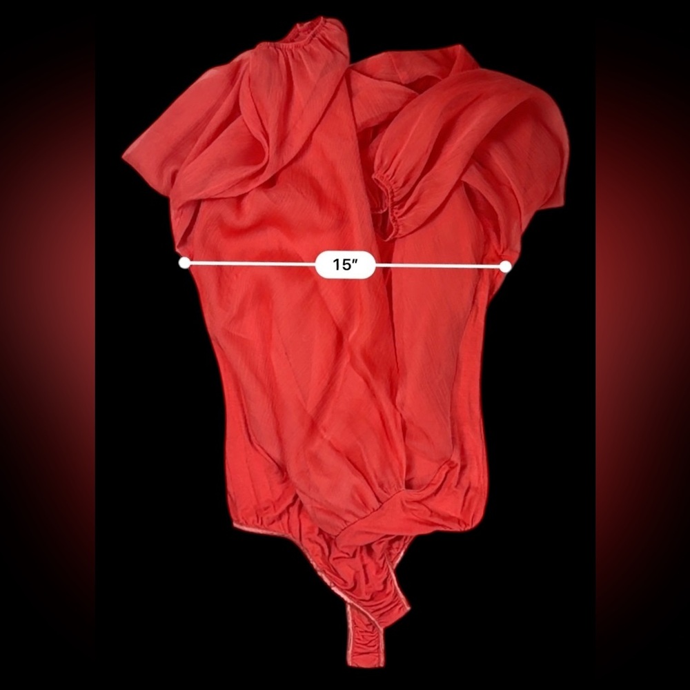 Valiant Paris Red Wrap-Style Bodysuit Blouse – Size M - Picture 12 of 17